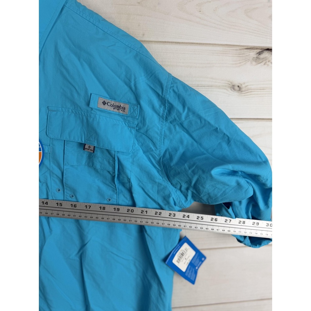 Columbia PFG Shirt Mens Medium Blue Omni-Shade Fishing Button Up Long Sleeve - Picture 4 of 9